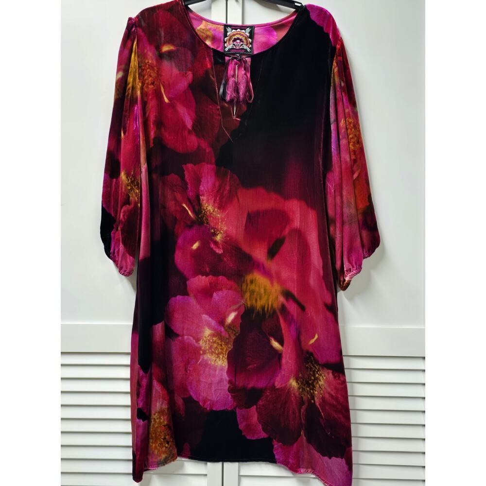 Johnny Was Women's Size XXL Ruby Bloom Velvet Vesna Mini Shift Dress $350